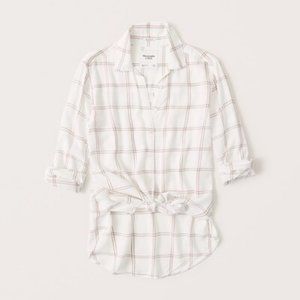 Drapey Button Up Shirt in Windowpane Check